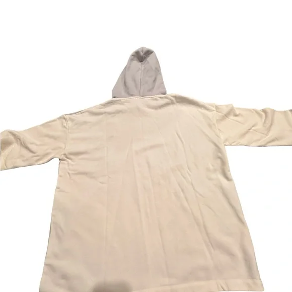 Outdoor Voices Womens Soft Cotton Gray Cream Hoodie Size M Color Block Oversized - Picture 6 of 15